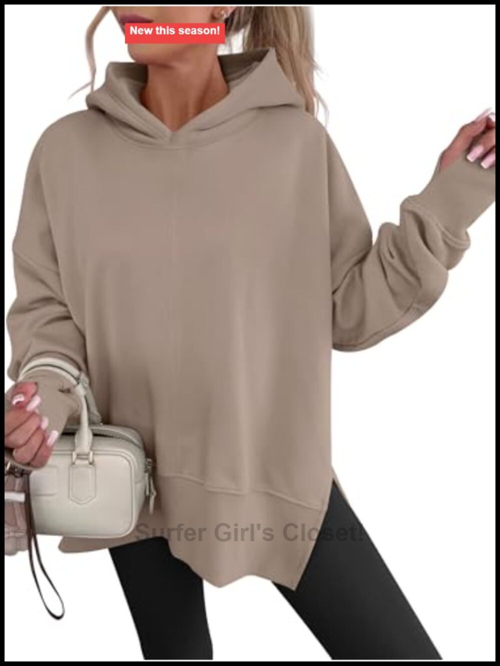 Oversized Hoodie Thumb Hole Pullover Sweatshirt Side Slit Kangaroo Pocket